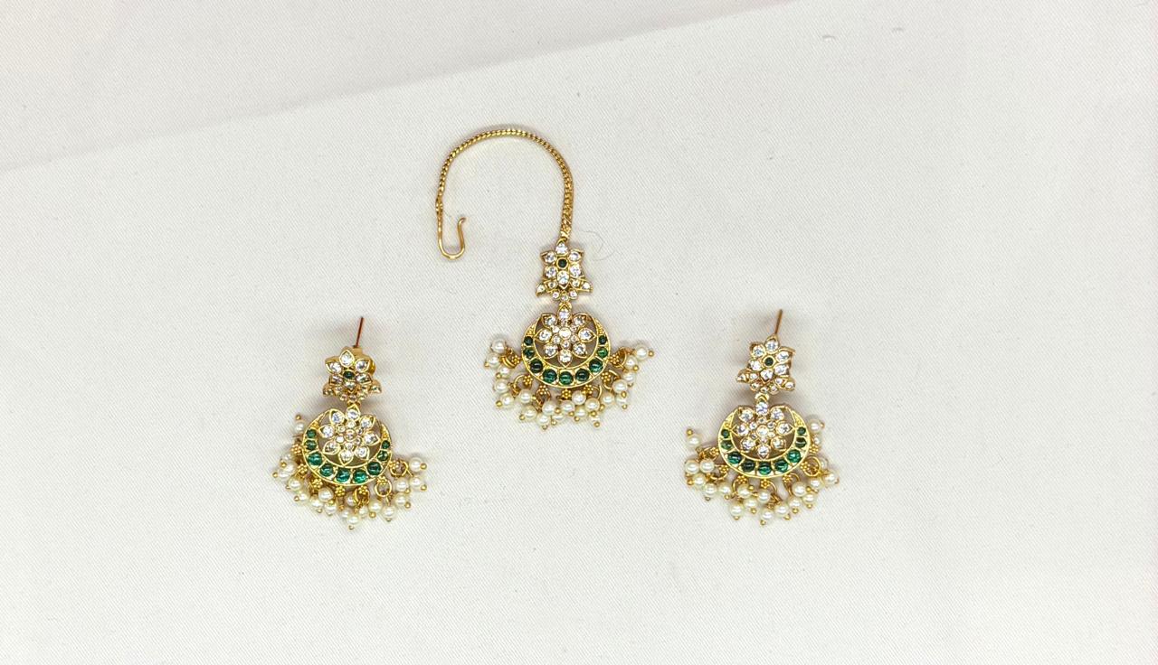 Jalebi with Green Kempu Stone Combo-Set