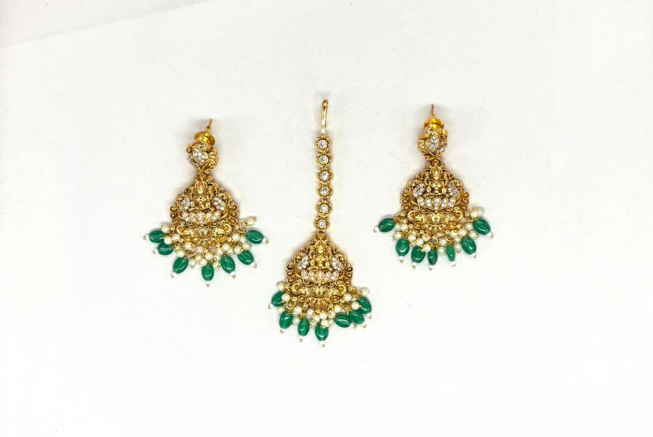 Nakshi finishing Green Beads Combo-Set