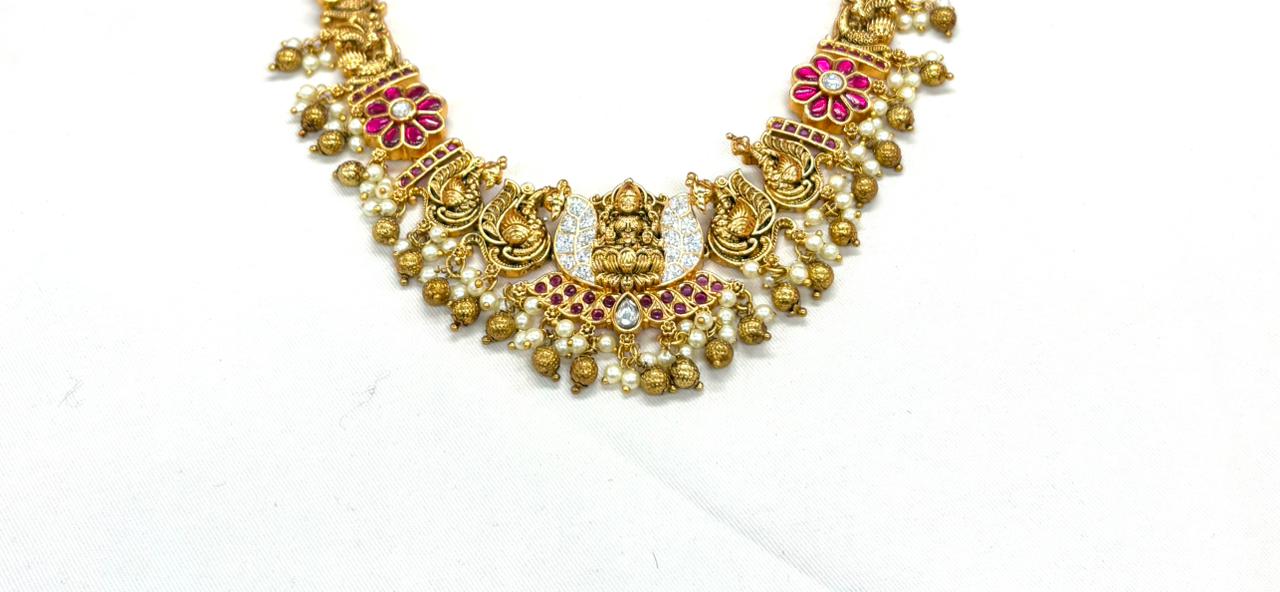 Gold plating with real kemou stones Short Necklace