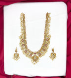 Nakshi finishing with Gold plating with white pearls long