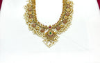 Nakshi finishing with Gold plating with white pearls long