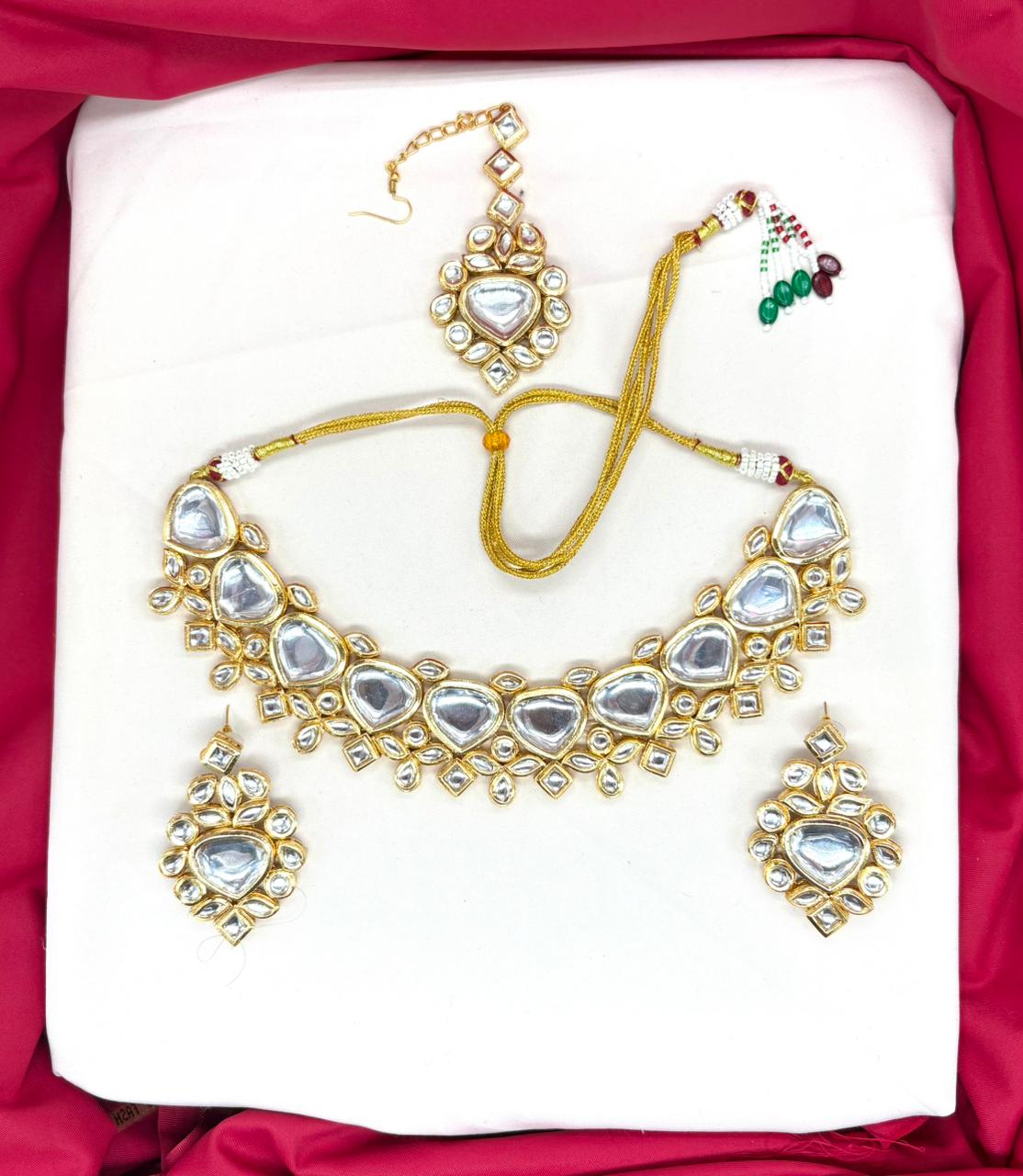 Gold-toned White Kundan Stone heavy Choker