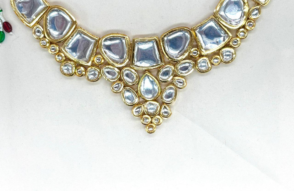 Gold-toned White Kundan Stone heavy Choker
