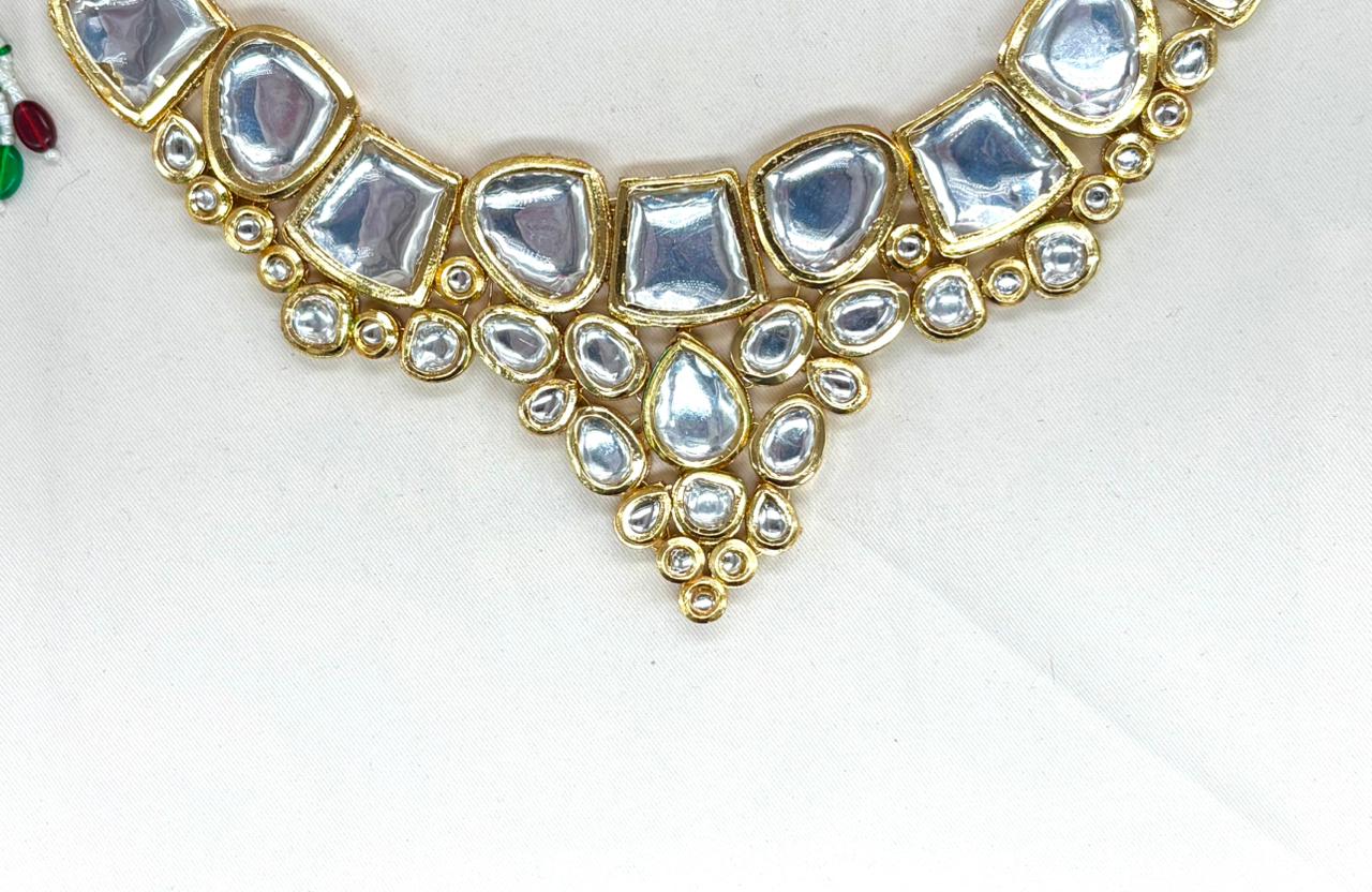 Gold-toned White Kundan Stone heavy Choker