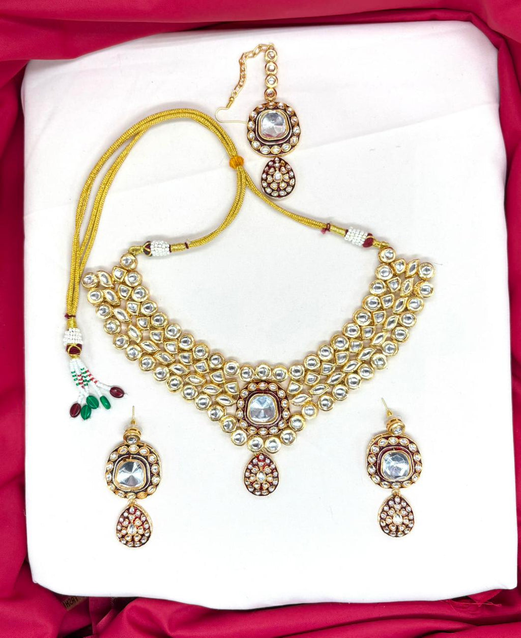 Gold-toned With maroon finish Kundan Stone heavy Choker
