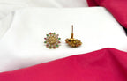 Gold traditional-style With pink/green gemstone Stud