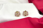 Gold-tone kempu & AD stone floral stud earring