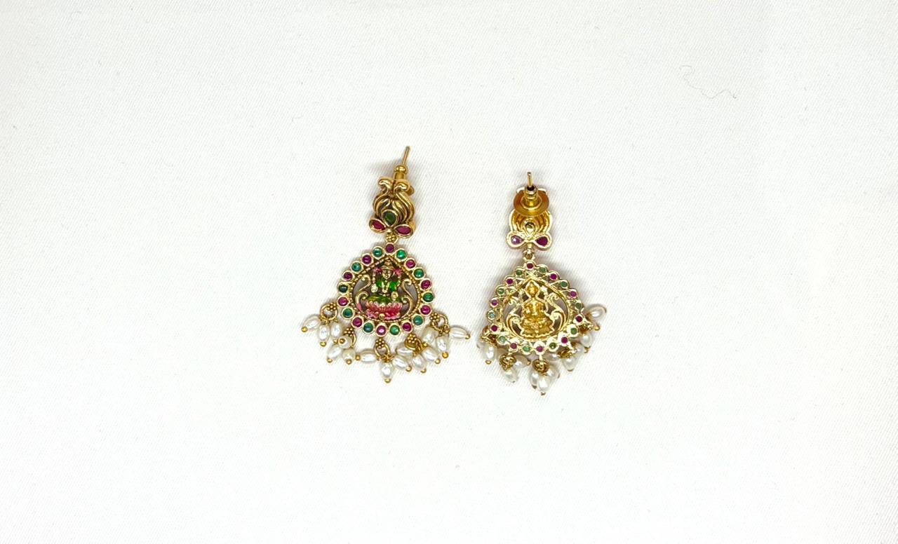 Meenakari Enamel Antique finish With lord Lakshmi  Short Necklace