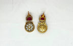 Gold-plated Red kempu Stone Short Kanti