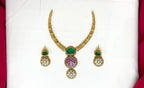Gold-plated Green kempu Stone Short Kanti
