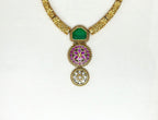 Gold-plated Green kempu Stone Short Kanti