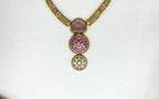 Gold-plated Purple kempu Stone Short Kanti