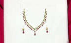 AD floral leaf branch ruby & green stones lightweight Short Necklace