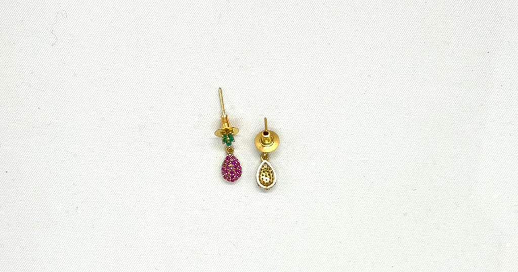 AD floral leaf branch ruby & green stones lightweight Short Necklace