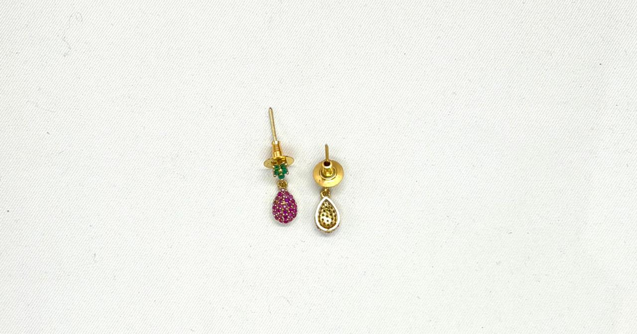 AD floral leaf branch ruby & green stones lightweight Short Necklace