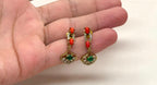 Gold-plated coral emerald,& white American diamond Short Necklace