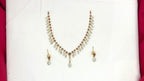 Rhodium-gold polish AD stones lightweight Short Necklace