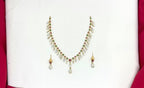 Rhodium-gold polish pink/green AD stones lightweight Short Necklace