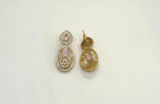 Two-tone finish pink zircon beaded Short Necklace