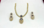 Two-tone finish Blue zircon beaded Short Necklace