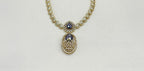 Two-tone finish Blue zircon beaded Short Necklace