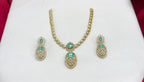 Two-tone finish Mint-Green zircon beaded Short Necklace