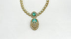 Two-tone finish Mint-Green zircon beaded Short Necklace