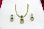 Two-tone finish Green zircon beaded Short Necklace