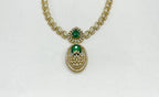 Two-tone finish Green zircon beaded Short Necklace