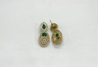 Two-tone finish Green zircon beaded Short Necklace
