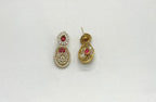 Two-tone finish Red zircon beaded Short Necklace