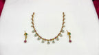 Gold-plated floral pink rubies emeralds short Necklace