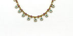 Gold-plated floral pink rubies emeralds short Necklace