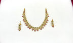 Elegant floral leaf droplet AD Multi-stone Short Necklace