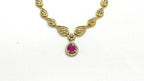 Matte finish Pink cubic zirconia accents Short Necklace