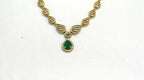 Matte finish Green cubic zirconia accents Short Necklace