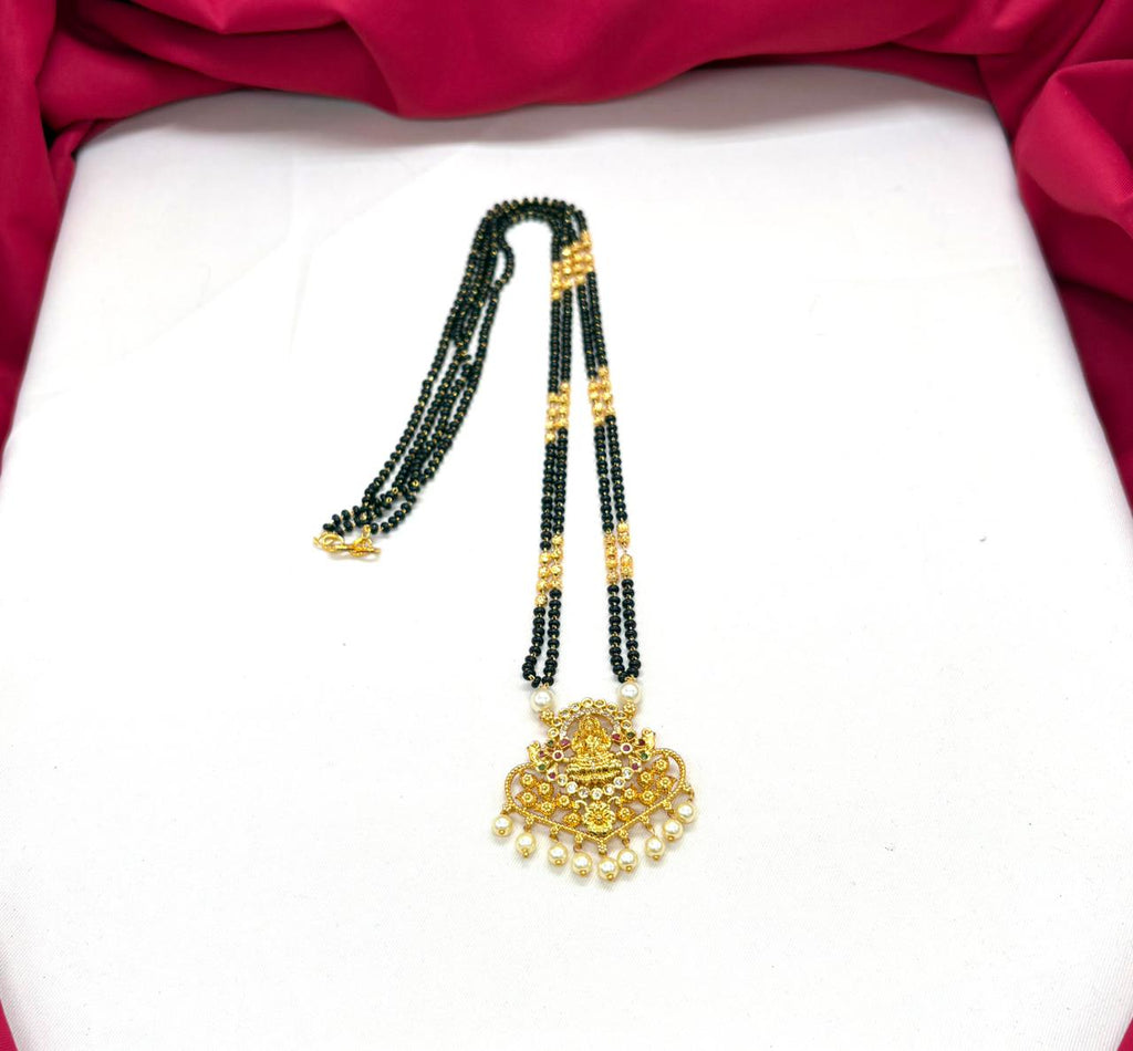 Black Beads Set 2 Line Lakshmi Devi pendent