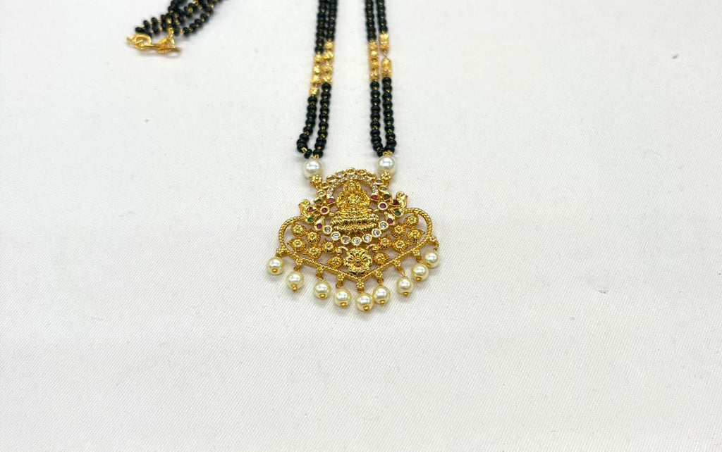 Black Beads Set 2 Line Lakshmi Devi pendent