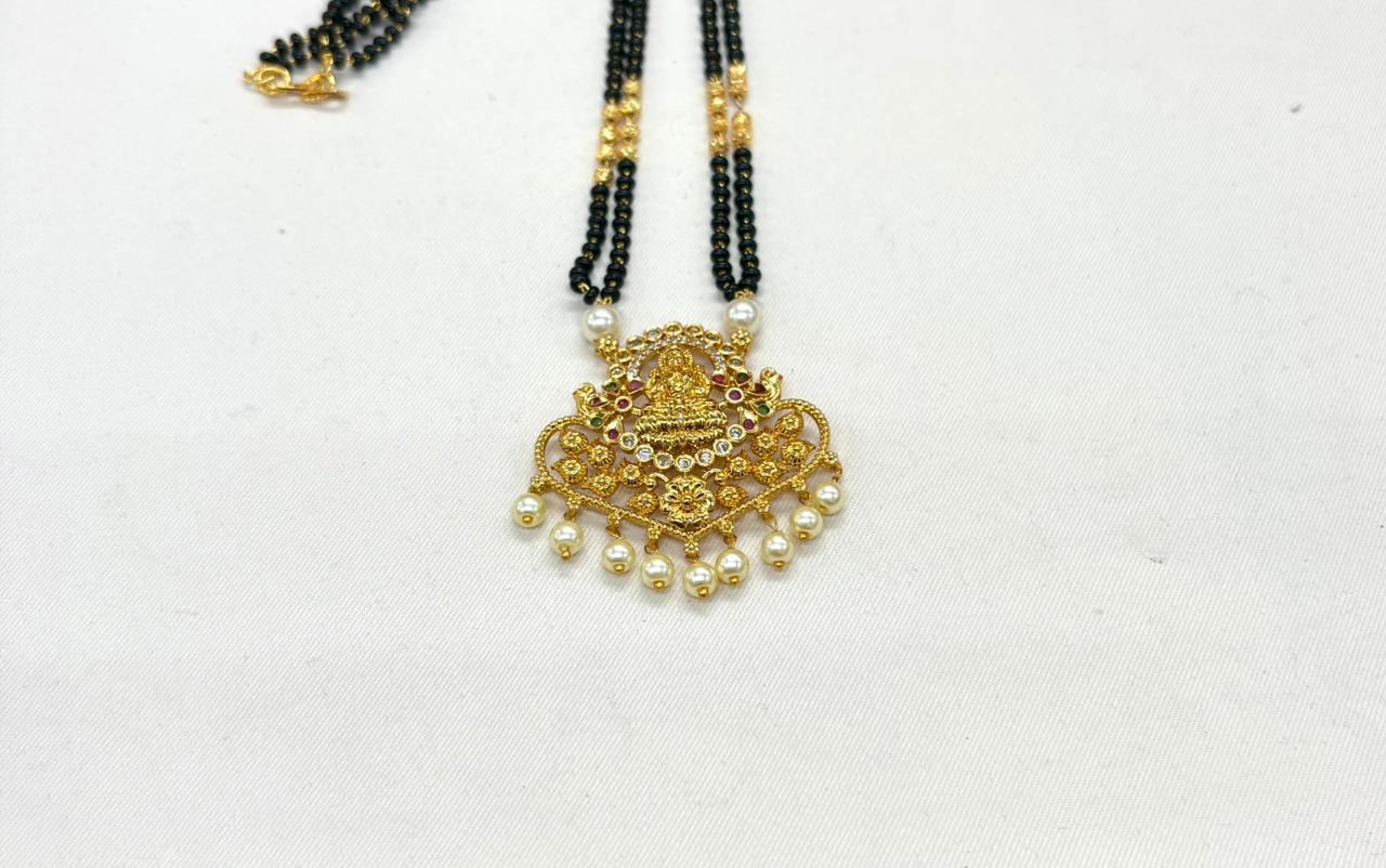 Black Beads Set 2 Line Lakshmi Devi pendent