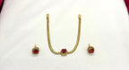 Matte finishing nanthadu with Red-stone necklace