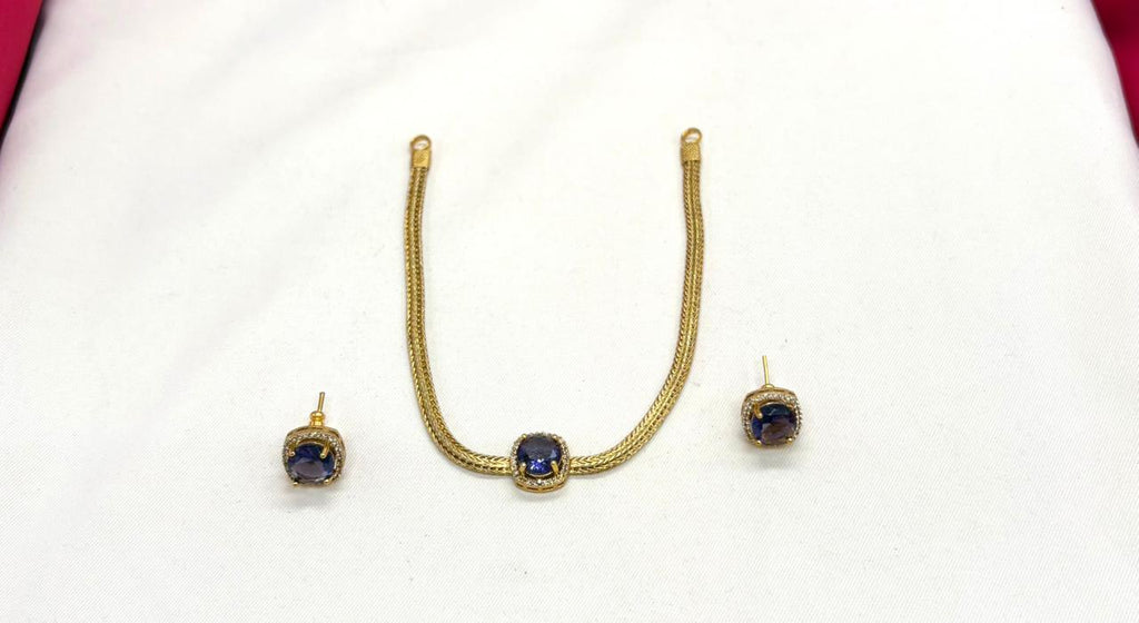 Matte finishing nanthadu with Purple-stone necklace