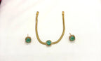 Matte finishing nanthadu with Mint-Green-stone necklace