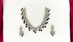 Mehndi finishing Leaf Designed Purple-Stones Short Necklace