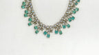 Mehndi finishing Leaf Designed Mint Green -Stones Short Necklace