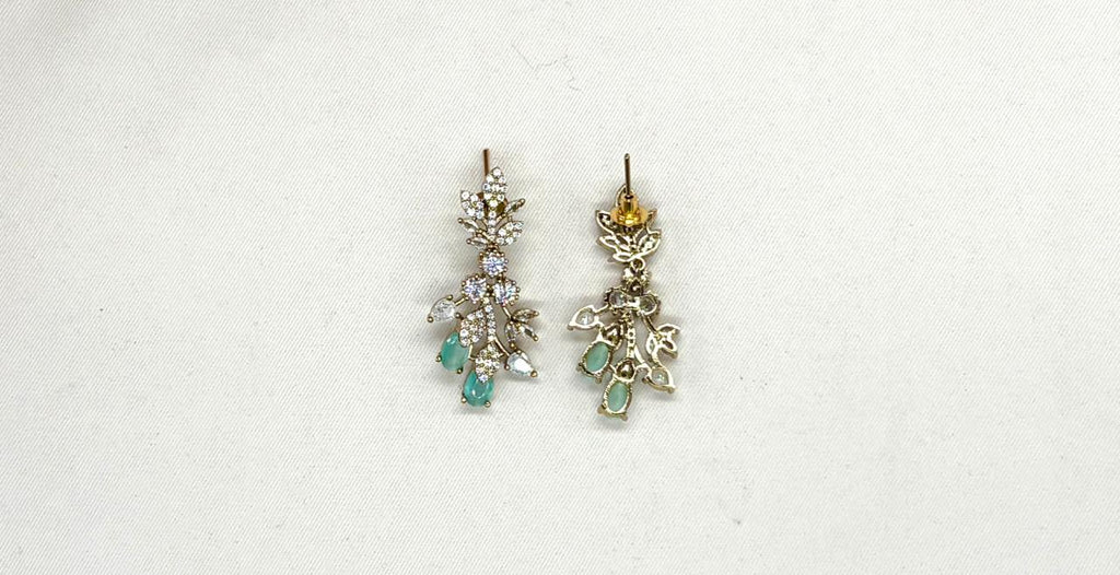 Mehndi finishing Leaf Designed Mint Green -Stones Short Necklace