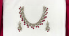 Mehndi finishing Leaf Designed  Red -Stones Short Necklace
