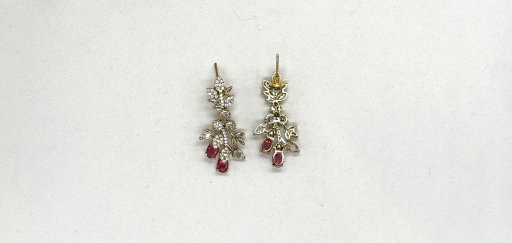 Mehndi finishing Leaf Designed  Red -Stones Short Necklace