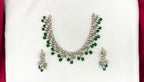 Mehndi finishing Leaf Designed Green -Stones Short Necklace