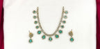 Mehndi finishing Mint-Green-Stones Short Necklace