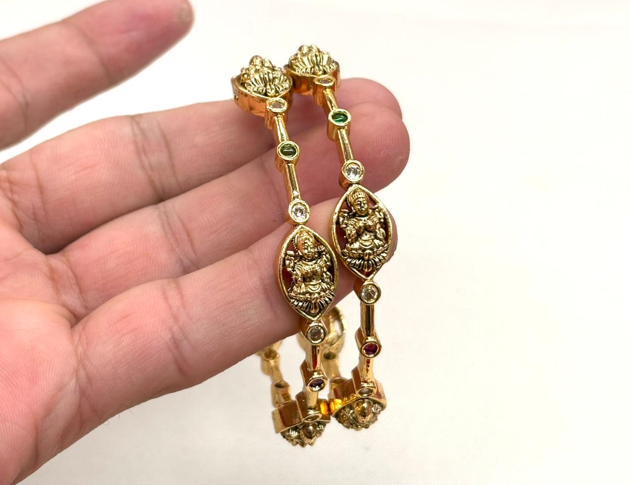 Matte finishing With small stones Lord Lakshmi Bangle